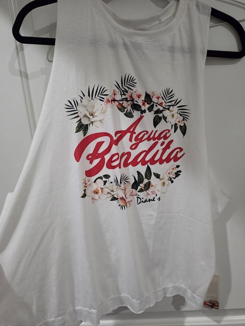 Agua Bendita x Diane's White Floral Graphic Tank Top Size M